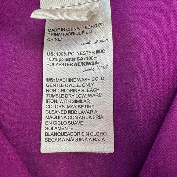 Chico’s Purple V-Neck Drawstring sides shirt sleeve blouse hidden buttons-size 2 - Picture 9 of 11